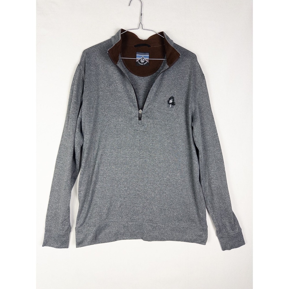Straight Down Pullover Mens M Gray Q Zip Golf Course‎ Logo 1926
